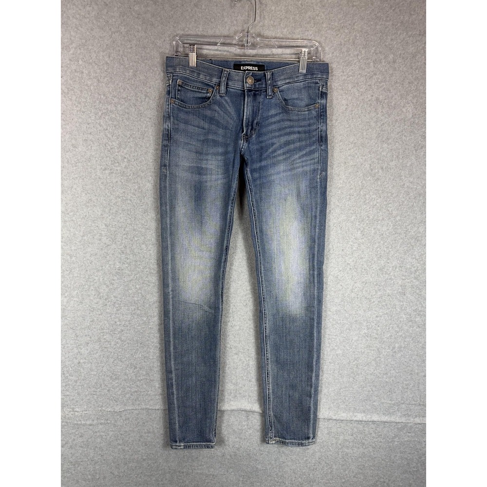 Express Jeans Mens 28x32‎ Blue Skinny Stretch Denim Classic Fit Medium Wash